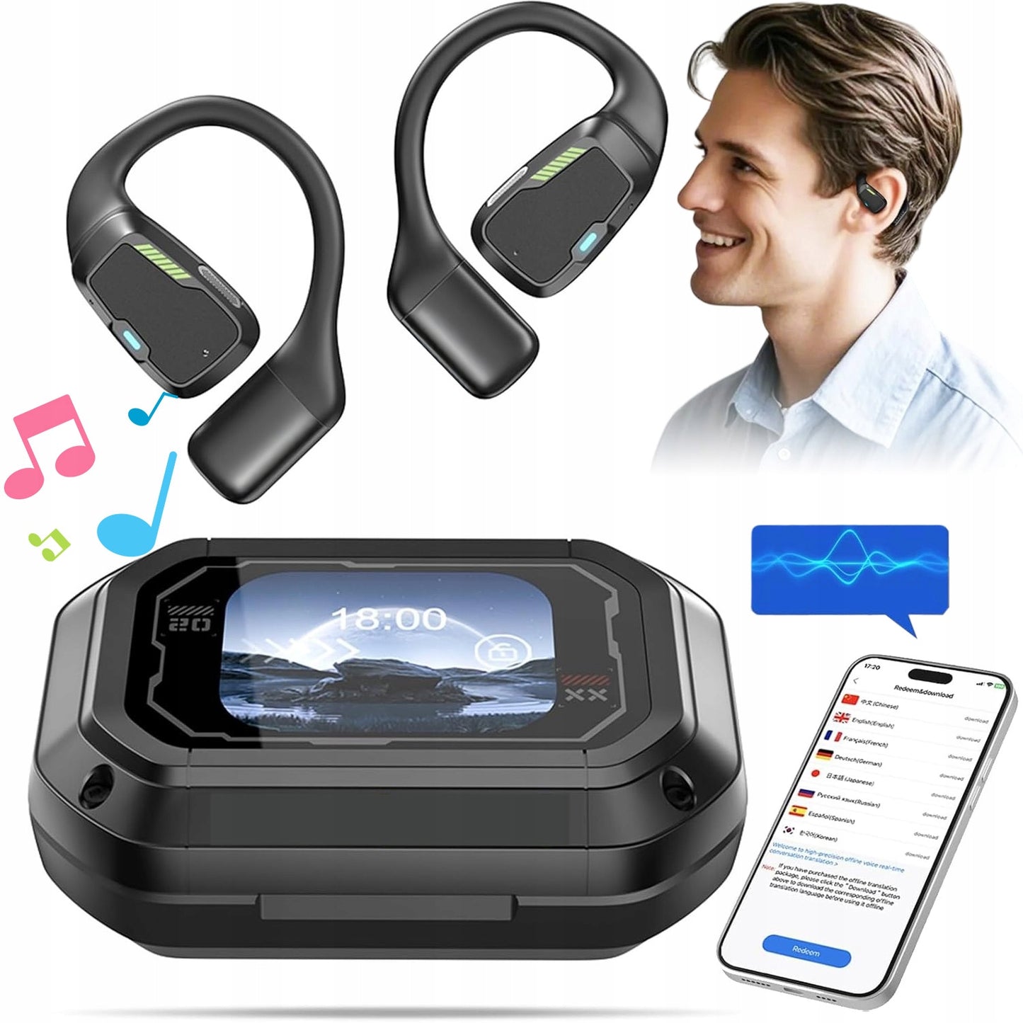 Słuchawki bezprzewodowe AI Tłumacz